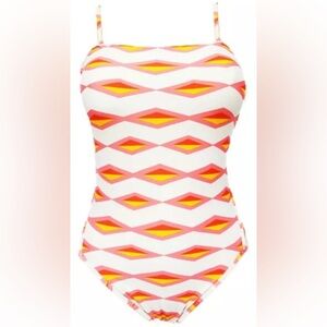 Marc Jacobs Hayley Stripe Tapioca Tank One Piece Maillot Swimsuit Large $164 LNC